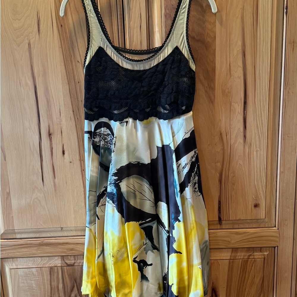 Black and Yellow Abstract Mini Dress
